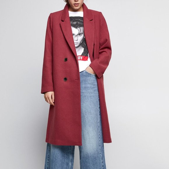 COPY - ZARA PINK MARL LONG WOOL COAT PINK MARL - Picture 6 of 15